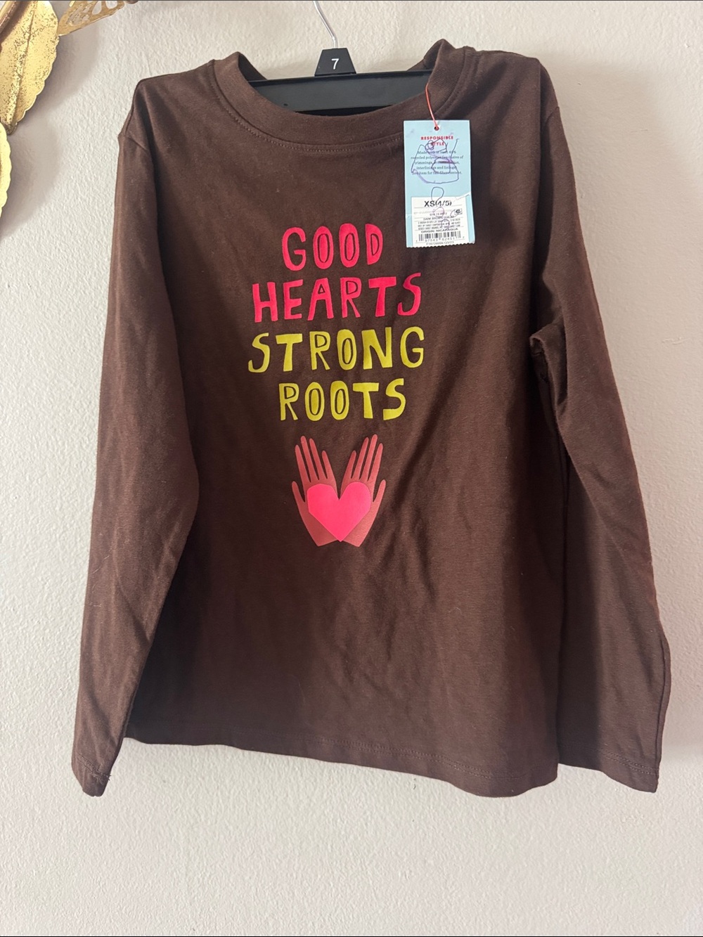 Cat & Jack Brown Long-Sleeve Tee with Pink & Yellow Graphic